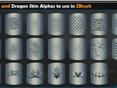 30 Reptile and Dragon Skin Brushes  Vol 02 3D model