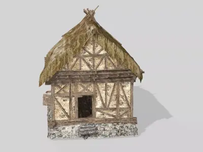 Thatch Hut House For Games and Films 3D Model Low-poly 3D model