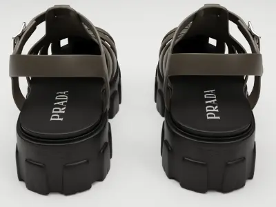 Sandals Prada on platform brown-black Low-poly 3D model