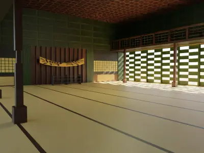 Dojo Fighting Hall Low-poly 3D model