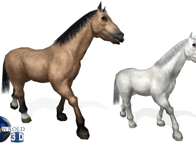 Lowpoly Horse Collection Pack Rigged-Animated 3d model Low-poly 3D model
