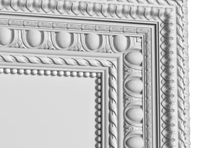 A classic picture in a carved golden frame  3D model