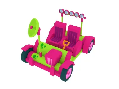 Cartoon Car Moonrover Low-poly 3D model