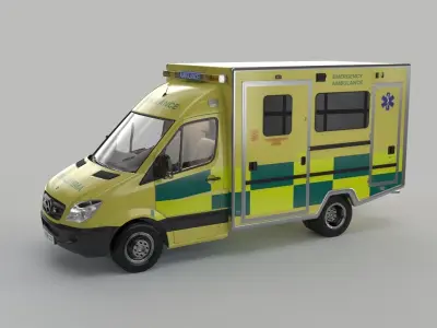 London ambulance based on Mercedes Sprinter England Ambulance EU 3D model