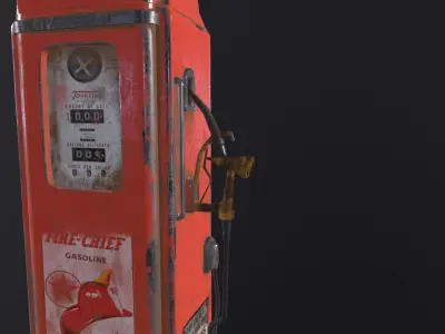 Petrol station Texaco fire chief  Low-poly 3D model