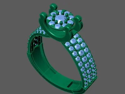 Womens Rings With Stone Ring Ready STL 3DM Models Rings women 3D print model