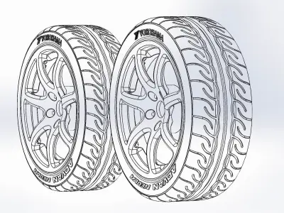 Set of wheels for scale model TVR Tuscan or T400 18in 3D print model