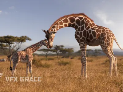 Young Giraffe  VFX Grace 3D model
