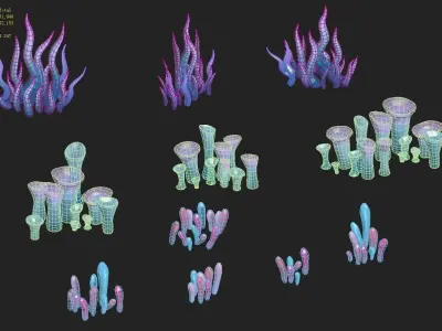 Submarine cartoon world - submarine decoration 3D model