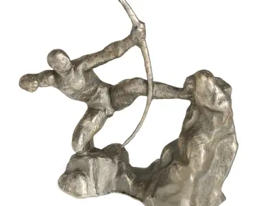 Hercules Archer sculpture Low-poly 3D model