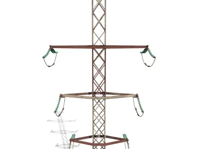 Electricity Pole 14 Weathered 3D model