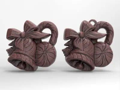christmas bell and candy treedecor  3D print model