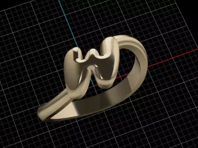 W alphabet baypass ring 3D print model