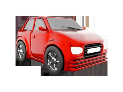 3d of a brandless generic eco-red car icon 3D model