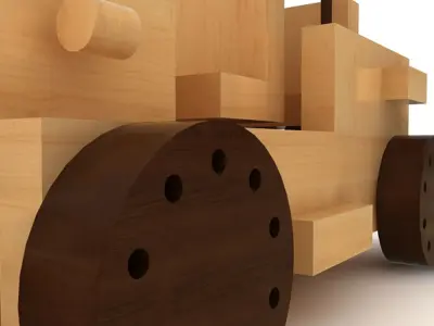 Wooden Toy Car Low-poly 3D model