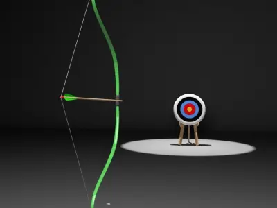 Animated Archery Bow Shooting Arrow 3D model