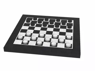 Checkers Set Low-poly 3D model