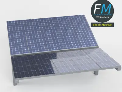 Double parking shelter with solar panels 3D model