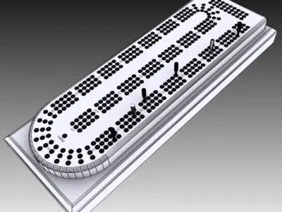 Cribbage Card Game Board 3D model