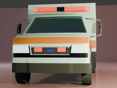 Low Poly gameready Ambulance car Low-poly 3D model