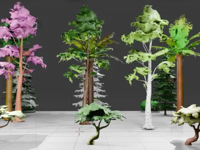 Stylized Forest Pack Low-poly 3D model