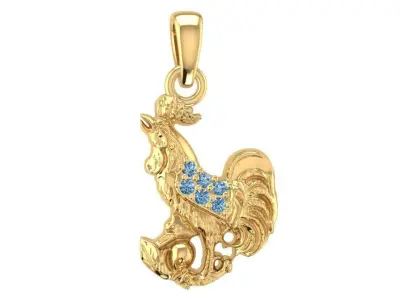 Luxury Rooster Pendant with Gemstone Accents 3019 3D print model