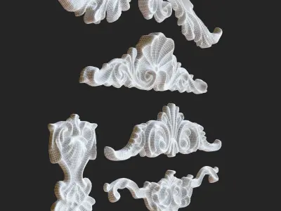 orgament set of gold ornaments 3D model
