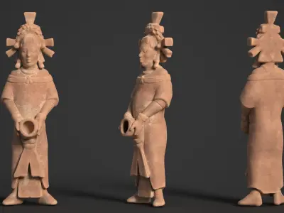 15 Ancient Mayan Statues - 250120 Low-poly 3D model