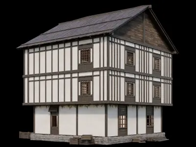 Medieval Village Pack 04 - 3 Assets - 4K Textures Game Ready Low-poly 3D model