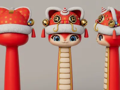 Rigged Cartoon Snake 3D model