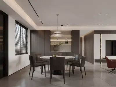 Modern living room dining room interior scenes 290 3D model