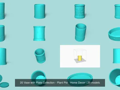20 Vase with Plate Collection - Plant Pot - Home Decor