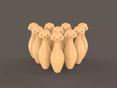 Cartoon Cat Bowling And Ball Bowling  Low-poly 3D model