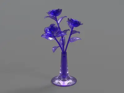 Glass Flower Showpiece Purple 3D model
