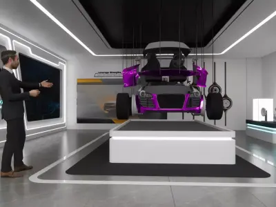 Smart Car Exhibition Booth Low-poly 3D model