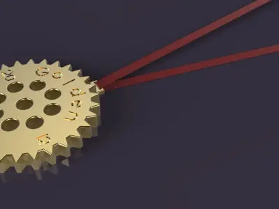 Golden gear medal  Free 3D model