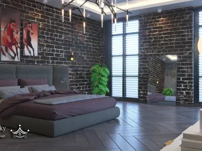 Industrial Bed Room 3D model 3D model