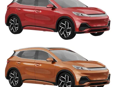 Mid poly cars set 1 Low-poly 3D model