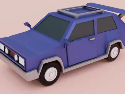 Panda low-poly origami car Low-poly 3D model
