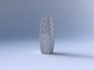 Vase rectangle with horizontal wavy layers 3D print model