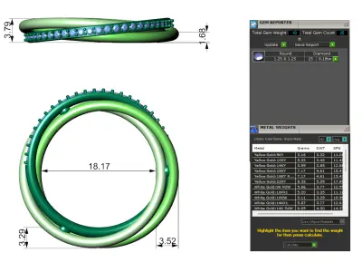 Three-Tone Gold Twist Diamond Ring 3D print model