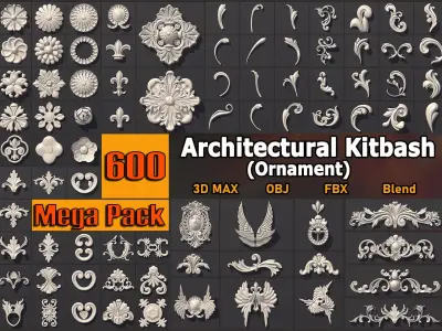 ARCHITECTURAL KITBASH- 600 3d model MEGA Pack  Low-poly 3D model
