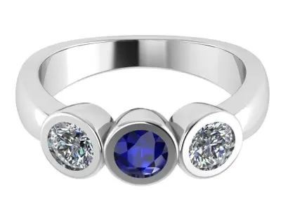 3 Stone Bezel Setting Ring 0786 3D print model