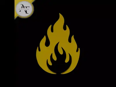 Simple Flame Symbol - 2D Art Free 3D print model 32