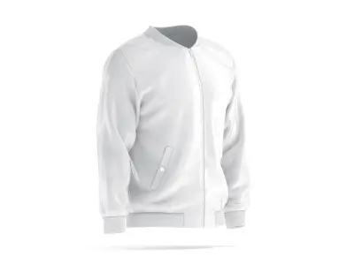 White Bomber Jacket - mens casual puffer 3D model