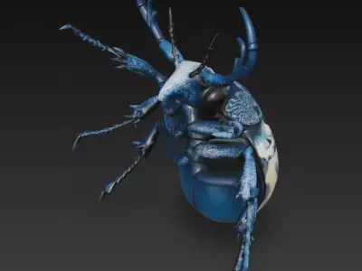 Royal Porcelain Beetle - Blue Decorative Sculpture 3D Model 3D print model
