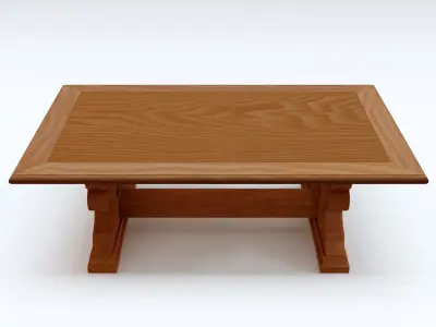 Wooden Retro Coffee Table 3D model