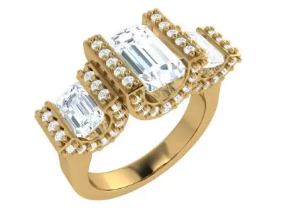 Emerald Diamond Ring 4120 3D print model