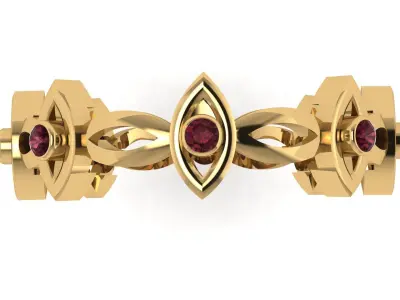 Band stone ring  36 3D print model