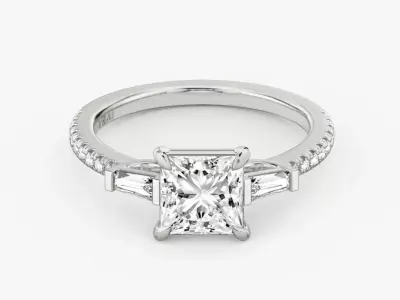 Three stone engagement ring  A5 3D print model